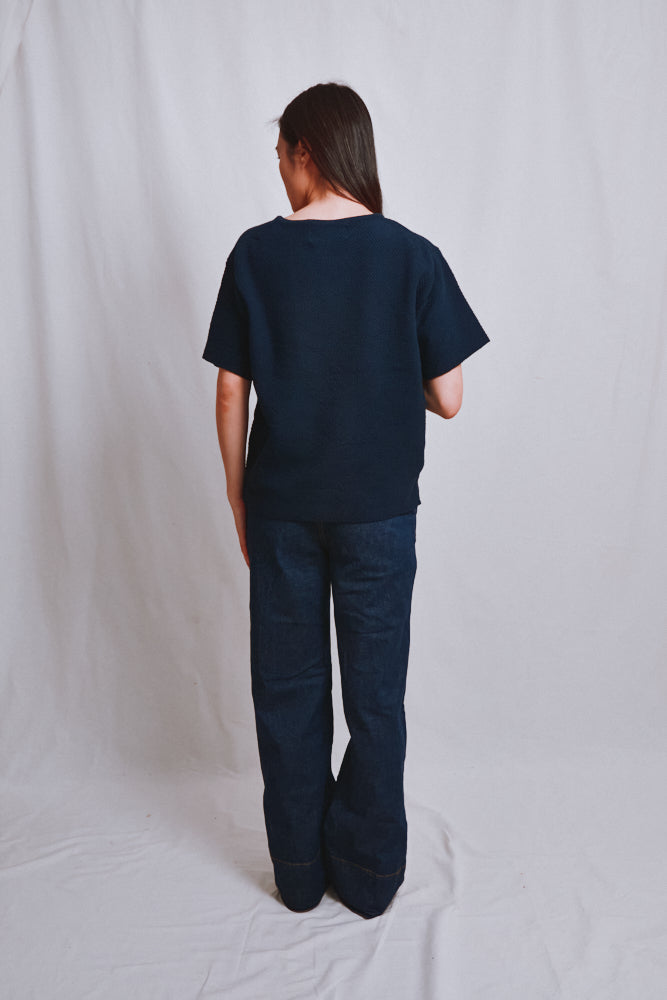 Item #517 - LÉA Short-Sleeve Tee in Organic Cotton - Navy