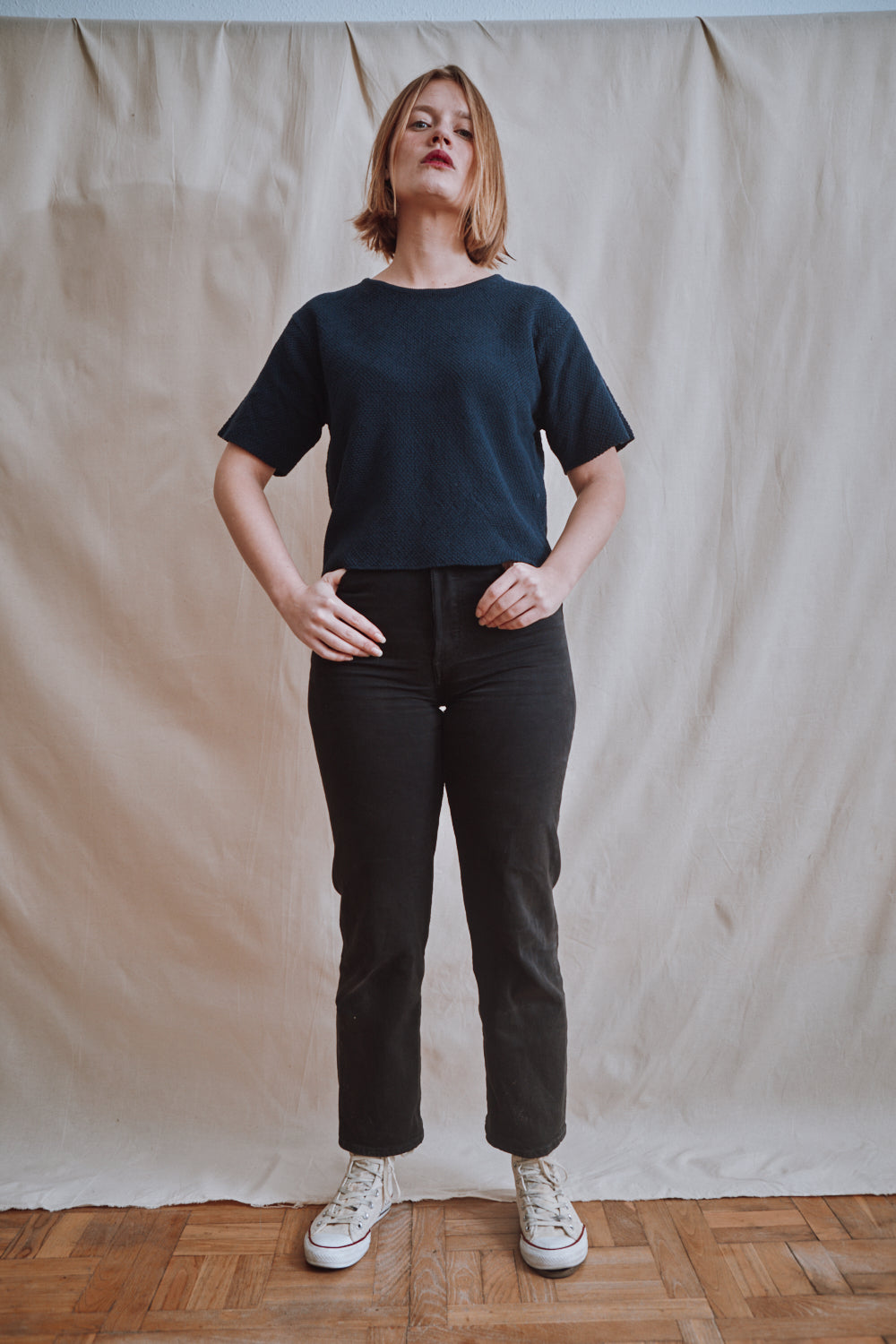 Item #311 - LÉA Short-Sleeve Tee in Organic Cotton - Navy