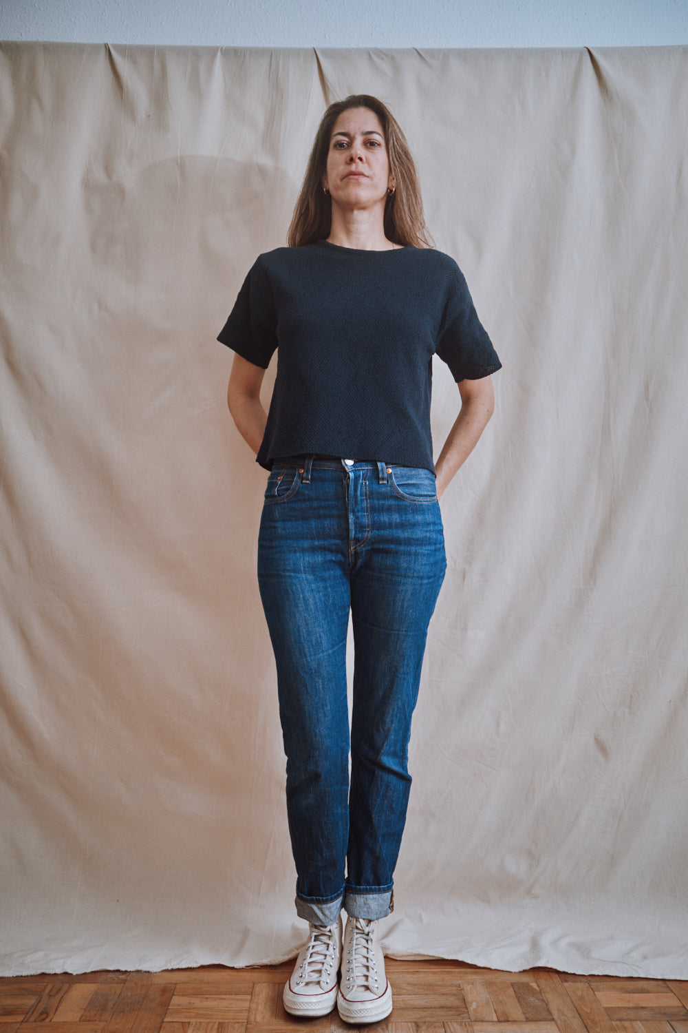 Item #312 - LÉA Short-Sleeve Tee in Organic Cotton - Navy