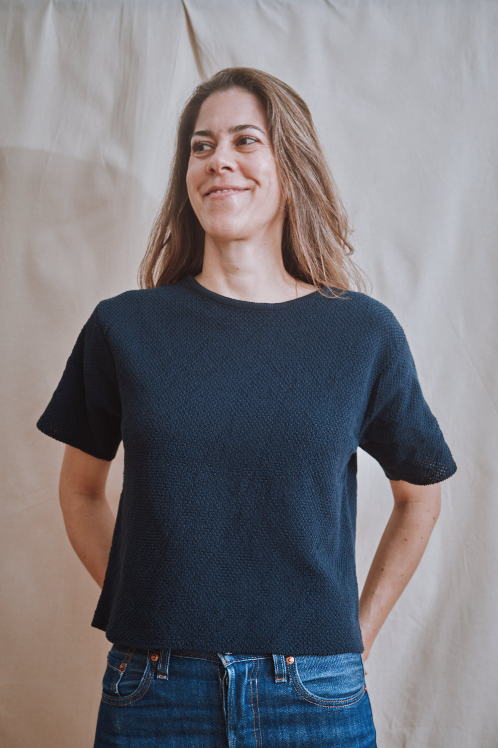 Item #312 - LÉA Short-Sleeve Tee in Organic Cotton - Navy