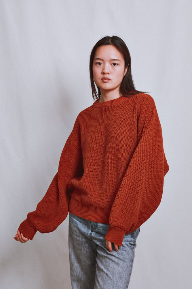 Item #524 - CLEMENTINE Batwing Sweater in Organic Cotton - Earth Red