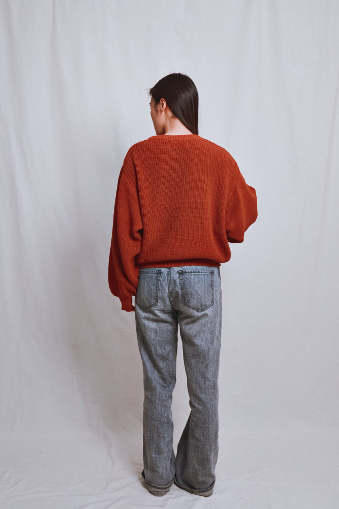 Item #524 - CLEMENTINE Batwing Sweater in Organic Cotton - Earth Red