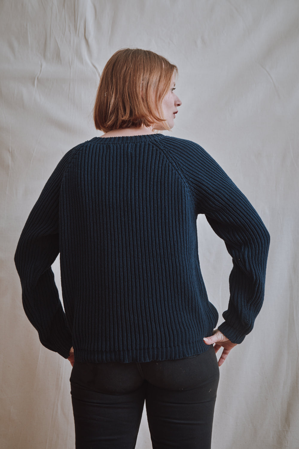 Item #319 - BRIGITTE Raglan Sweater in Organic Cotton - Navy Blue