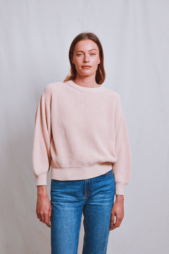 Item #526 - CLEMENTINE Batwing Sweater in Organic Cotton - Powder Pink