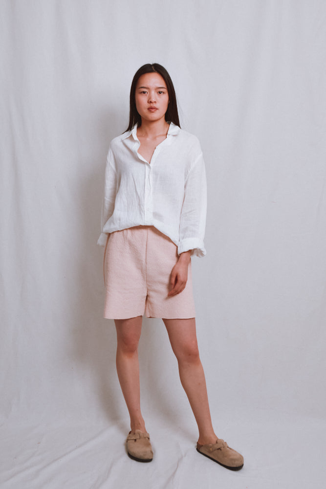 Référence n° 529 - Short en maille BILLIE en coton biologique - Rose poudré