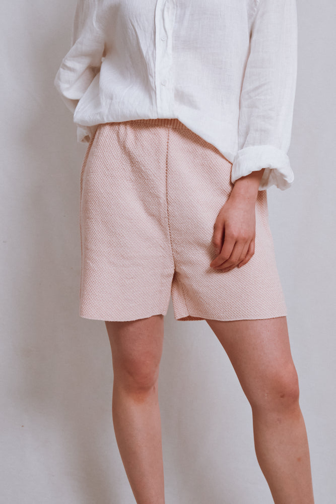 Référence n° 529 - Short en maille BILLIE en coton biologique - Rose poudré