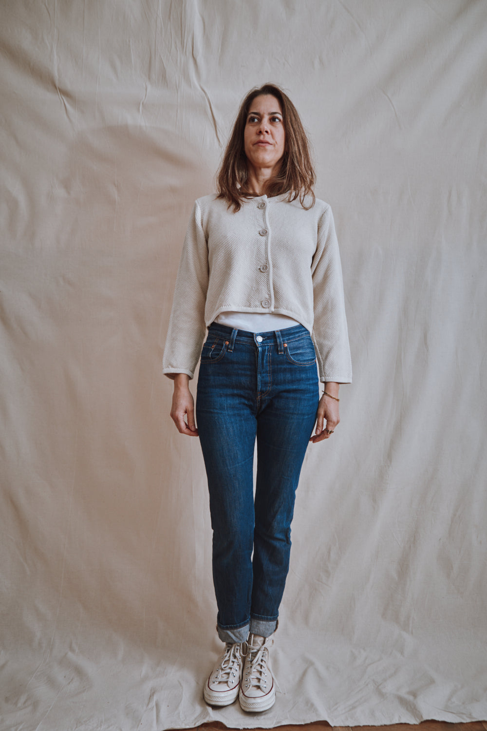 Item #324 - EMILIE Short Jacket in Organic Cotton - Off-White