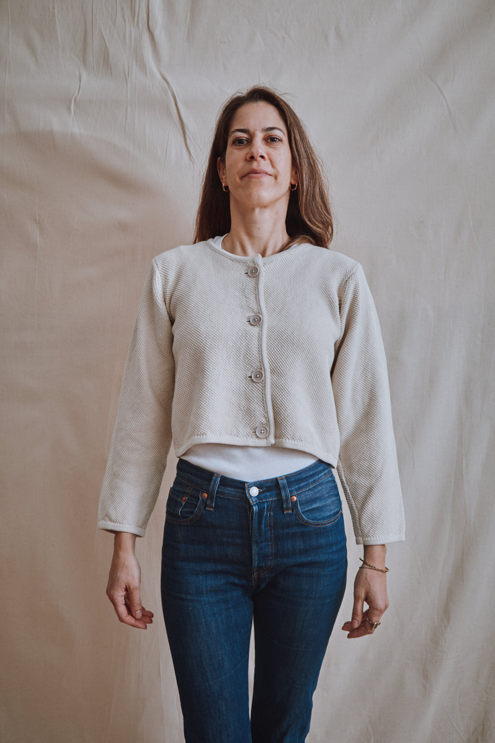 Item #324 - EMILIE Short Jacket in Organic Cotton - Off-White