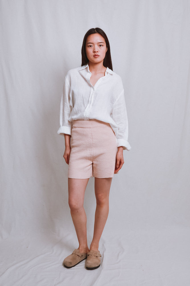 Référence n° 530 - Short ajusté JANE en coton biologique - Rose poudré