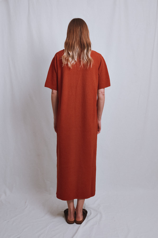 Item #534 - CARLA T-Shirt Dress in Organic Cotton - Earth Red