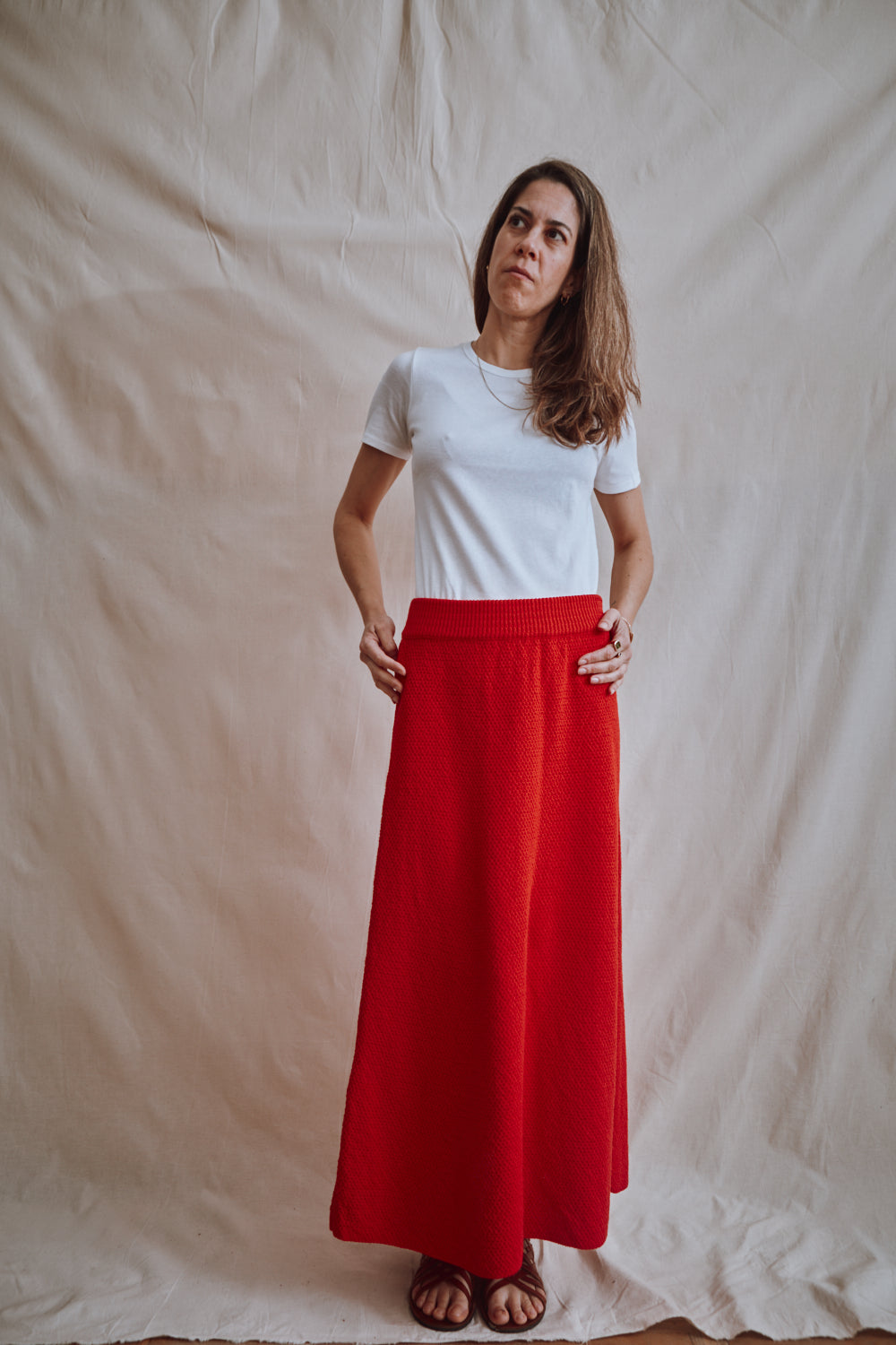 Item #335 - GILDA Long Skirt in Organic Cotton - Red