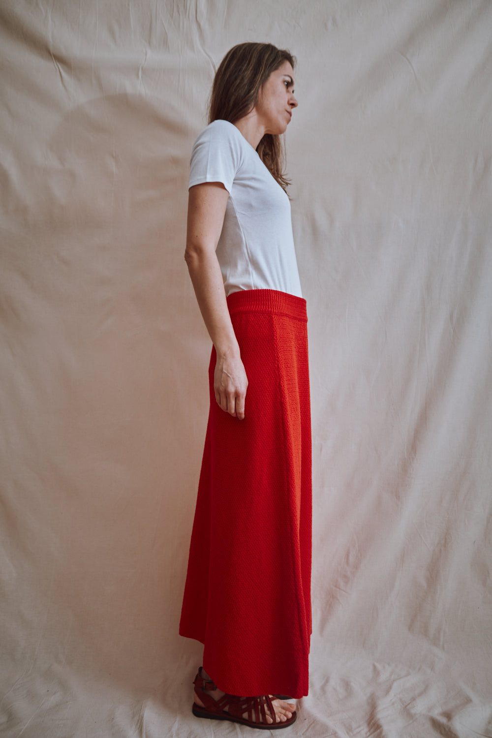 Item #335 - GILDA Long Skirt in Organic Cotton - Red