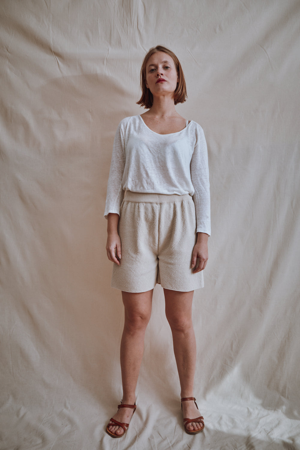 Item #336 - BILLIE Knitted Shorts in Organic Cotton - Off-White
