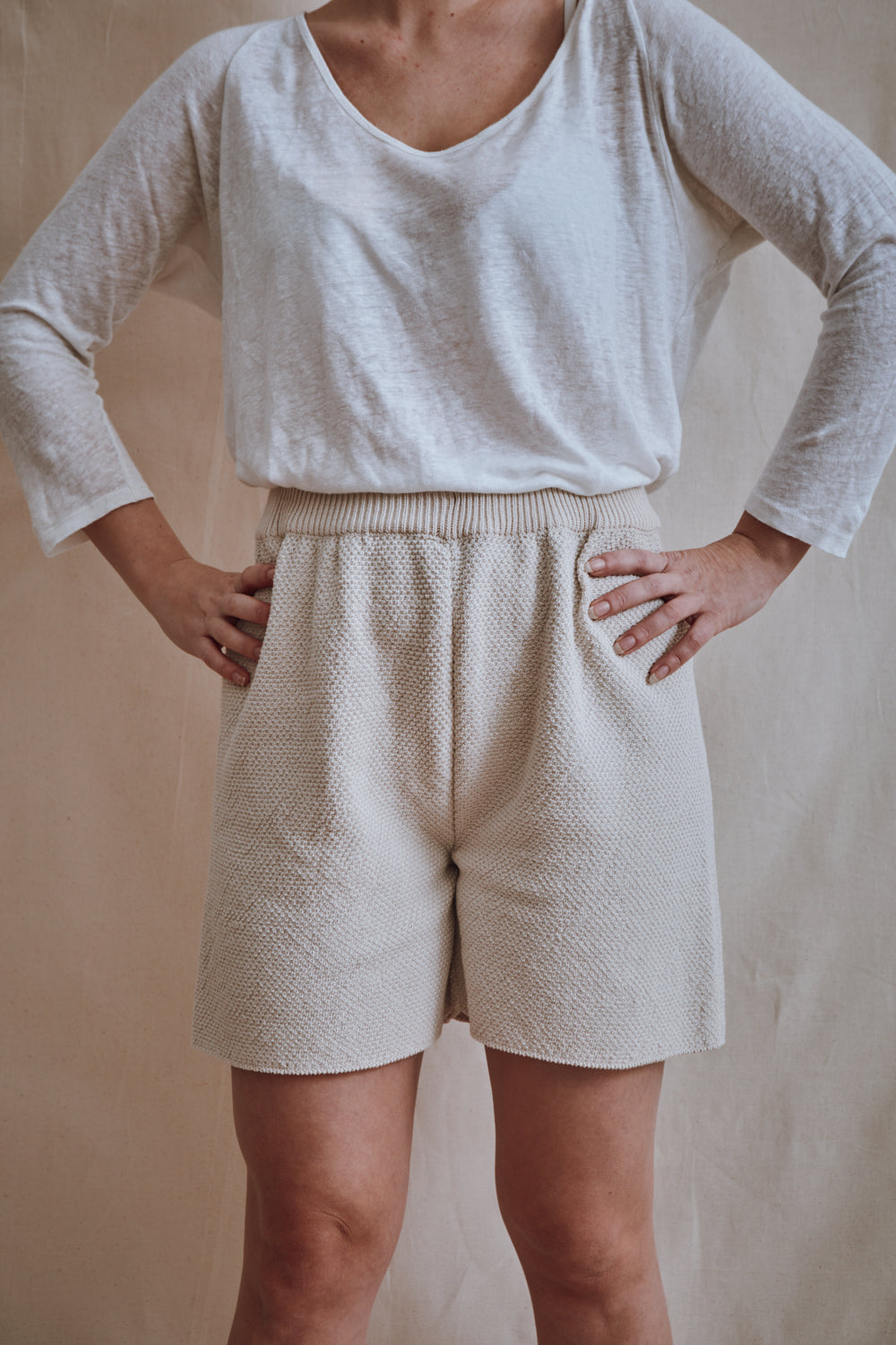 Item #336 - BILLIE Knitted Shorts in Organic Cotton - Off-White