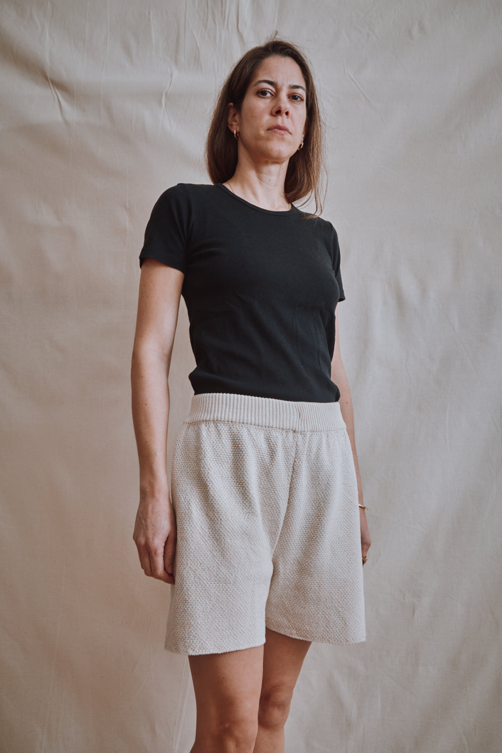 Item #337 - BILLIE Knitted Shorts in Organic Cotton - Off-White