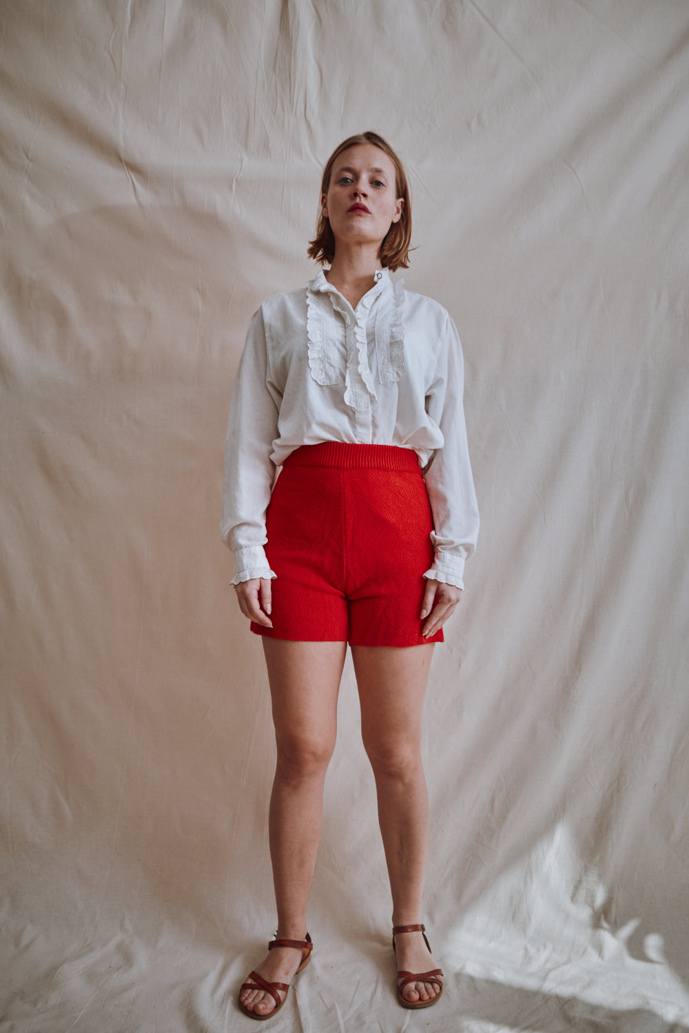 Item #340 - JANE Slim-Fit Shorts in Organic Cotton - Red