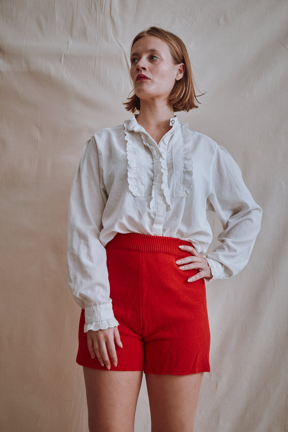 Item #340 - JANE Slim-Fit Shorts in Organic Cotton - Red