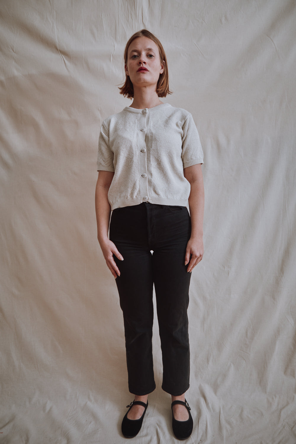Item #344 - SARAH Cotton Cardigan- Off-White