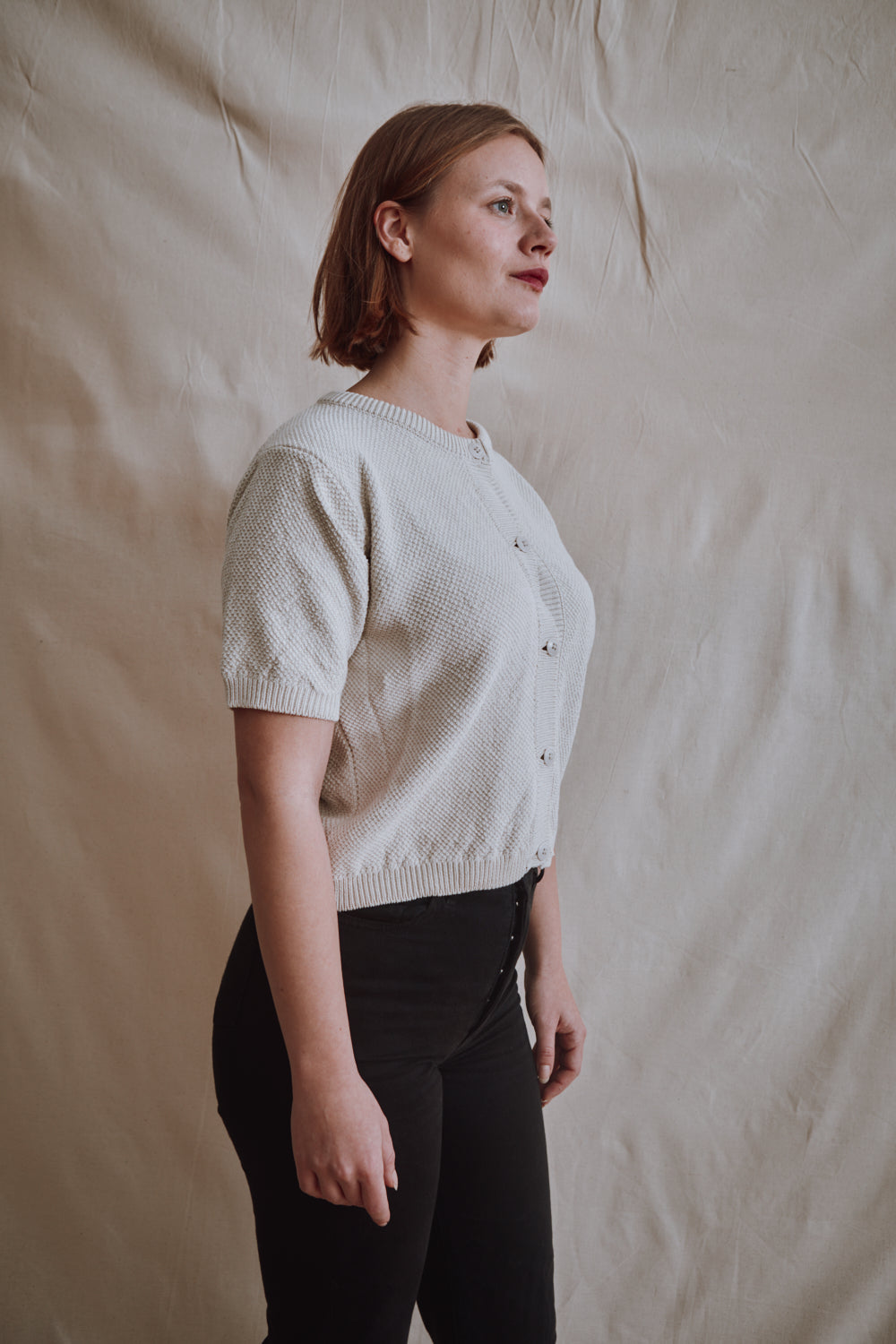 Item #344 - SARAH Cotton Cardigan- Off-White