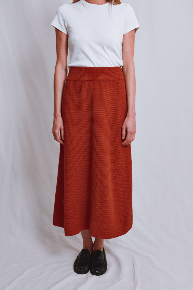 Item #547 - GILDA Long Skirt in Organic Cotton - Earth Red