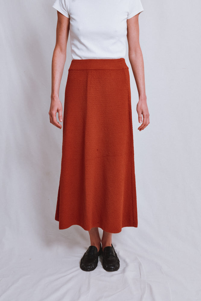 Item #548 - GILDA Long Skirt in Organic Cotton - Earth Red