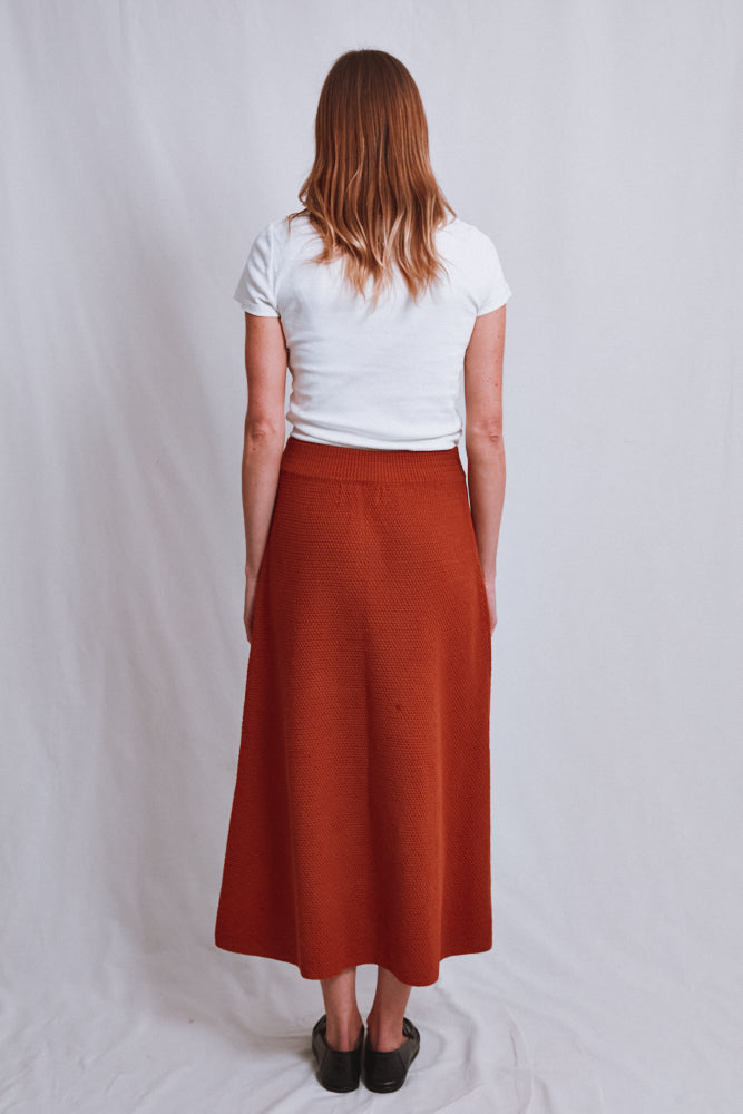 Item #548 - GILDA Long Skirt in Organic Cotton - Earth Red