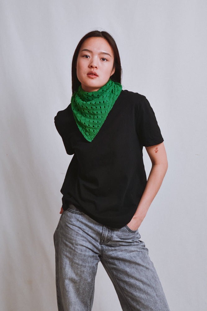 Item #490 - JASMINE Bandana Scarf in Organic Cotton - Parrot Green