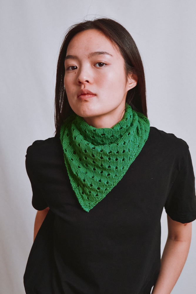 Item #490 - JASMINE Bandana Scarf in Organic Cotton - Parrot Green