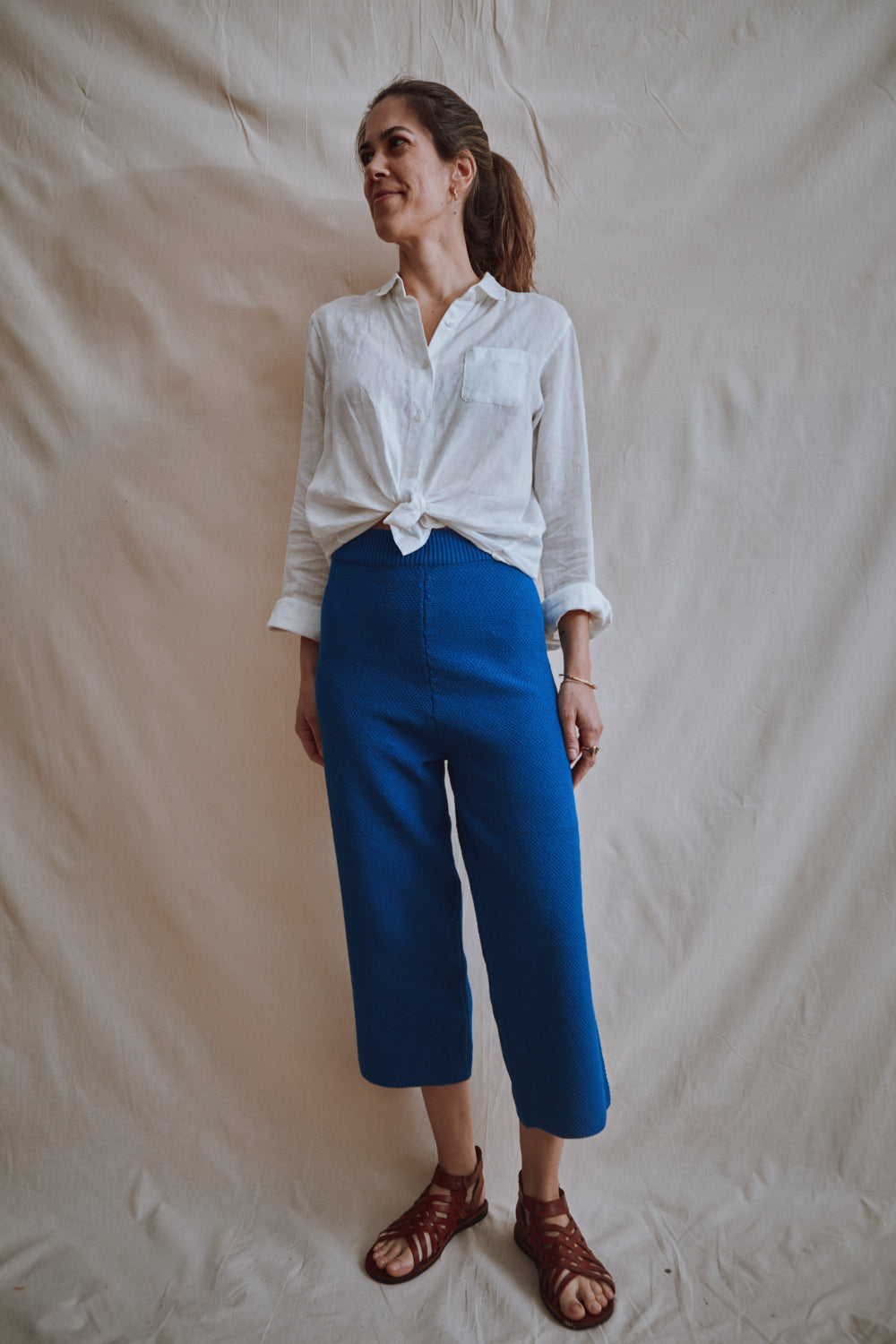Item #365 - LOUISA Cropped Pants in Organic Cotton - Cobalt Blue