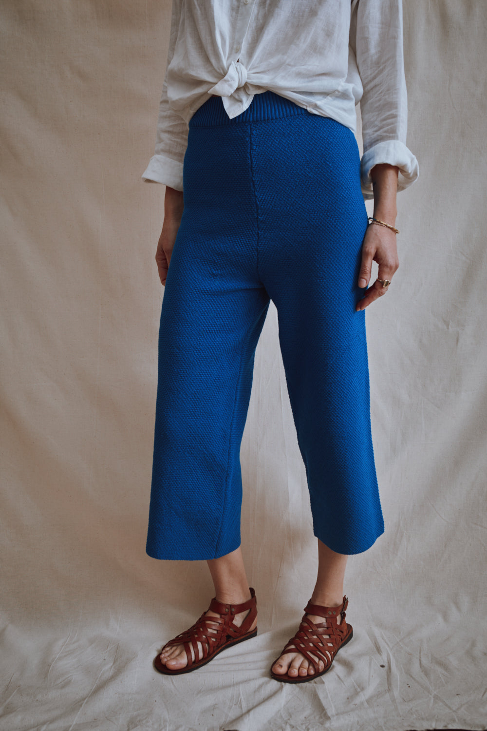 Item #365 - LOUISA Cropped Pants in Organic Cotton - Cobalt Blue