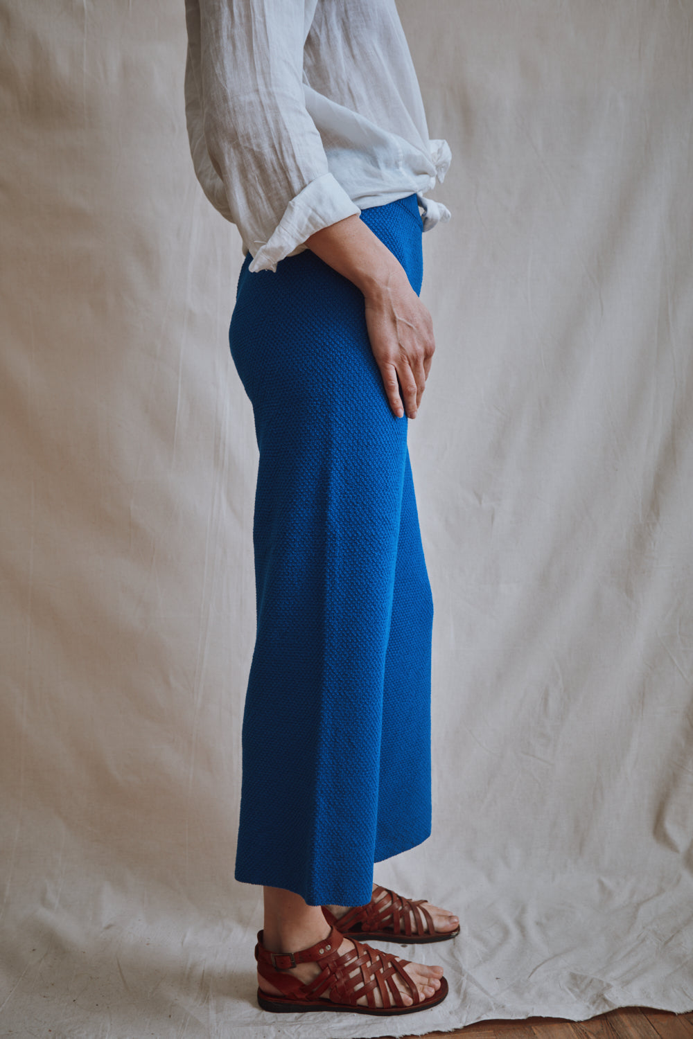 Item #366 - LOUISA Cropped Pants in Organic Cotton - Cobalt Blue