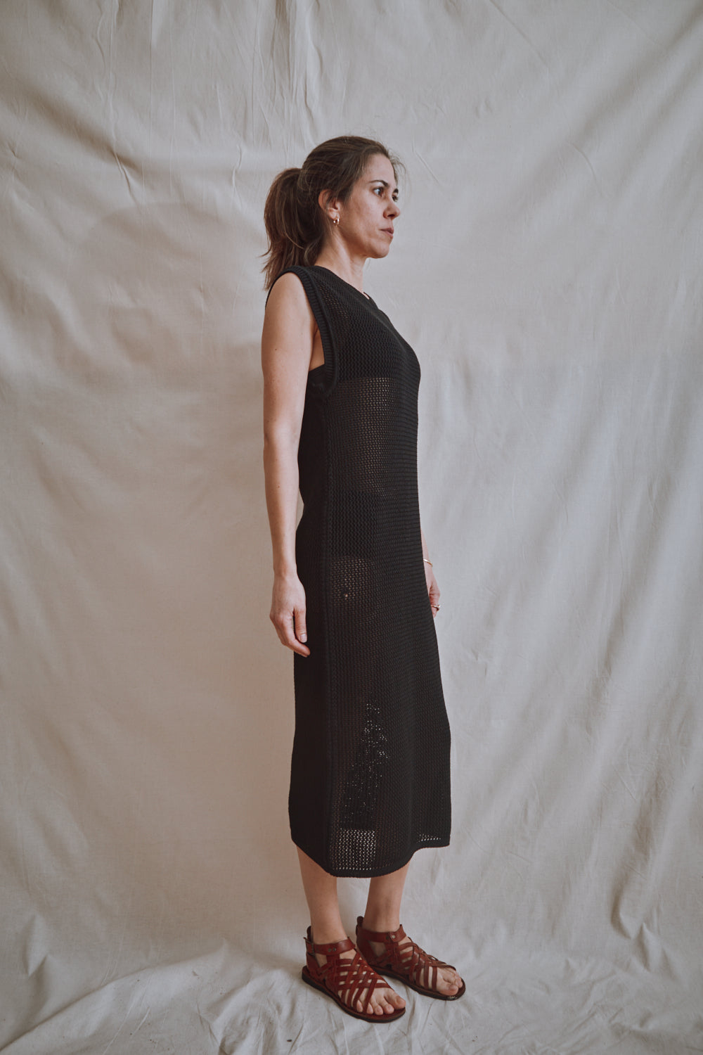 Item #422 - KATI Sleeveless Maxi Dress in Organic Cotton – Black