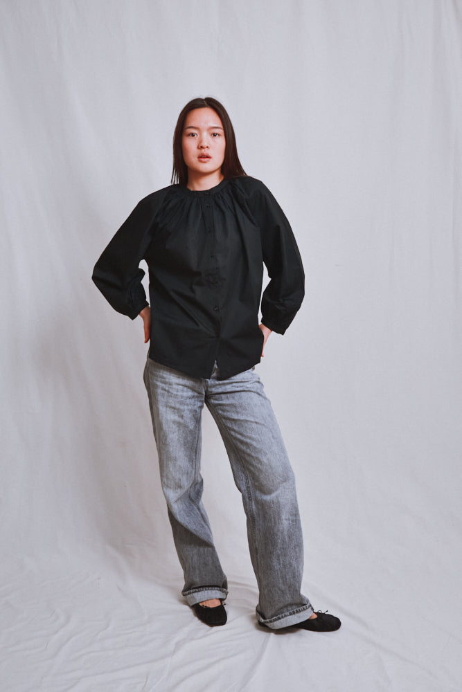Item #641 - YVONNE Cotton Shirt - Black