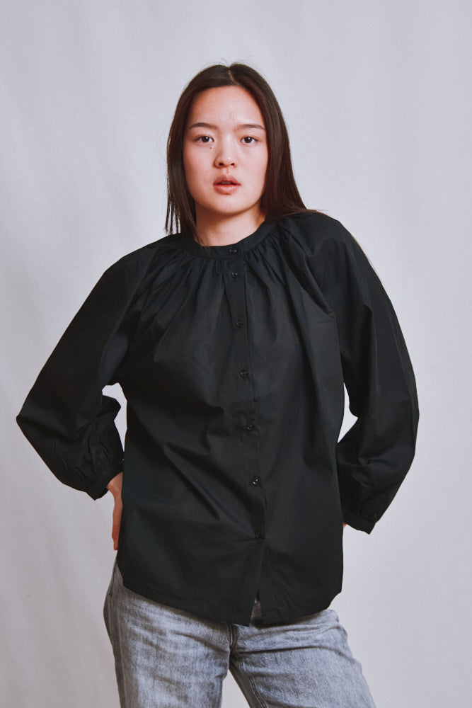Item #641 - YVONNE Cotton Shirt - Black