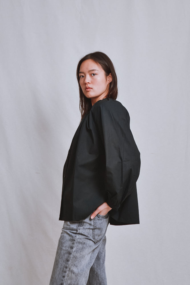 Item #641 - YVONNE Cotton Shirt - Black