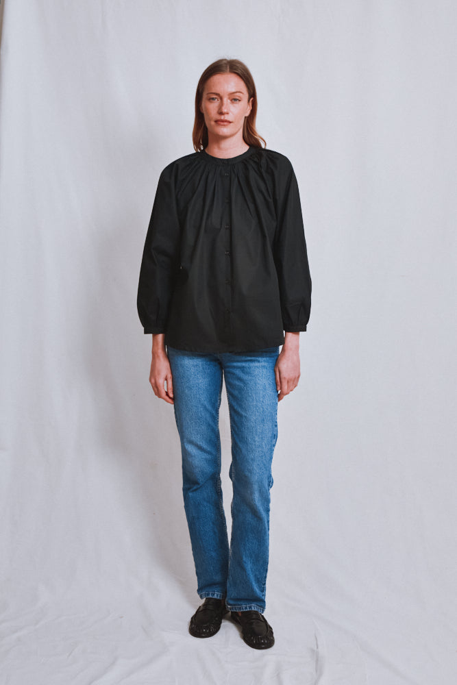 Item #642 - YVONNE Cotton Shirt - Black