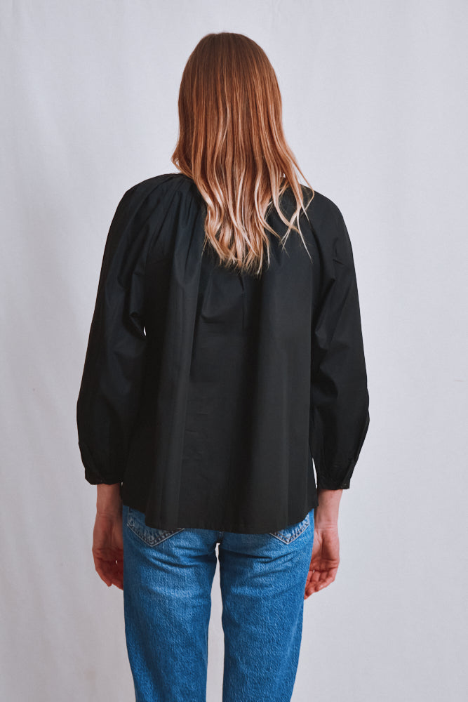 Item #642 - YVONNE Cotton Shirt - Black
