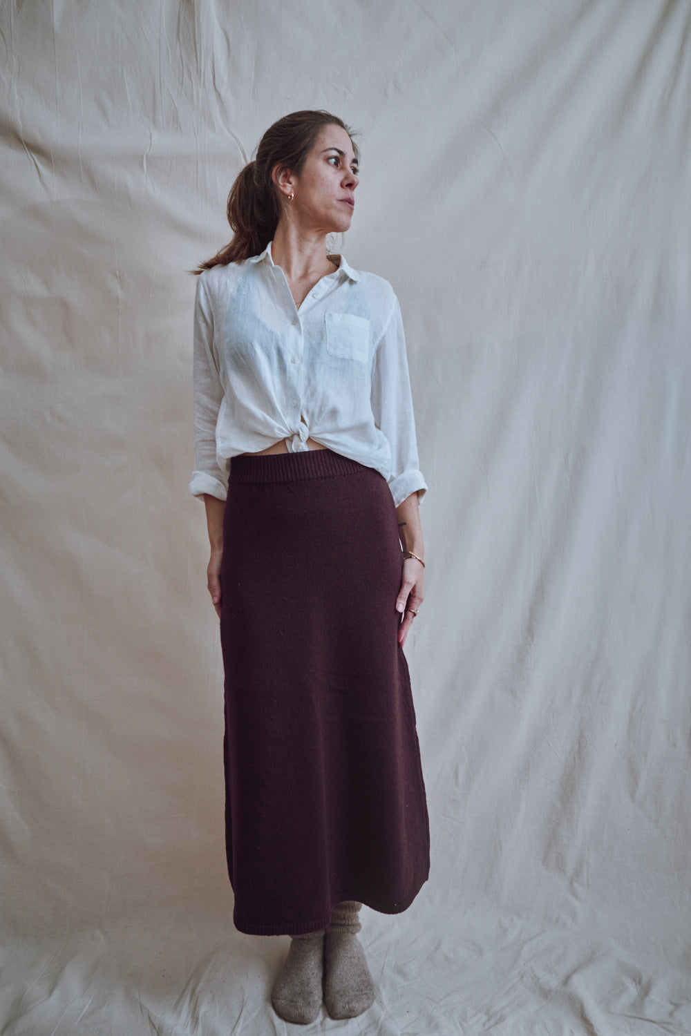 Item #369 - AUGUSTINE Flare Skirt in Merino Wool - Plum