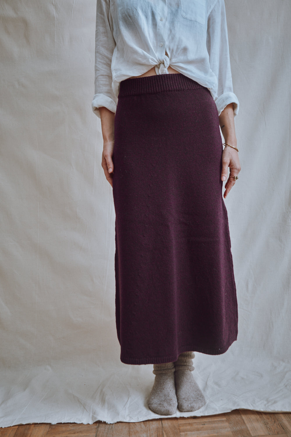 Item #369 - AUGUSTINE Flare Skirt in Merino Wool - Plum