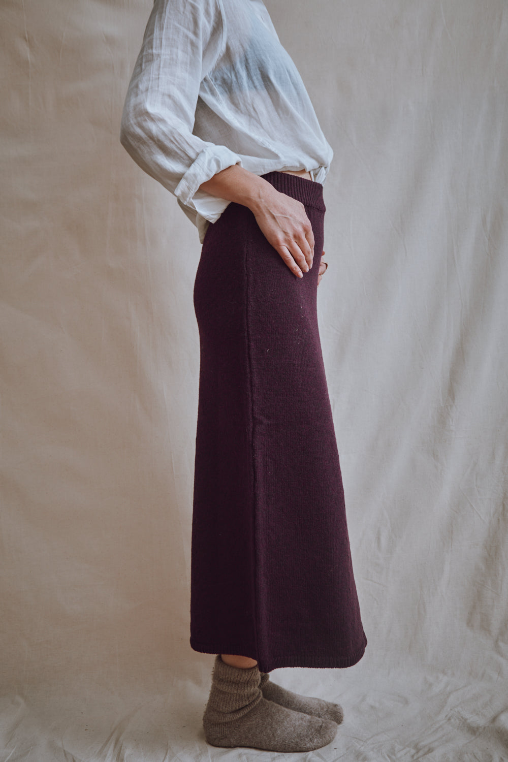 Item #369 - AUGUSTINE Flare Skirt in Merino Wool - Plum
