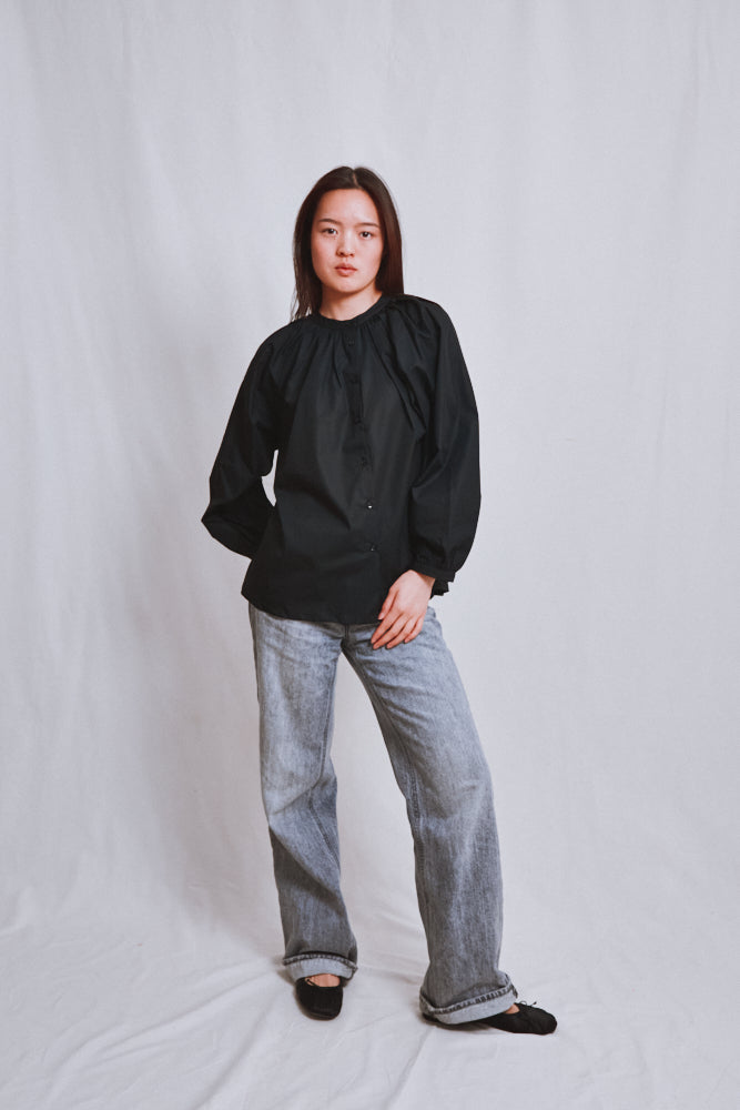Item #644 - YVONNE Cotton Shirt - Black