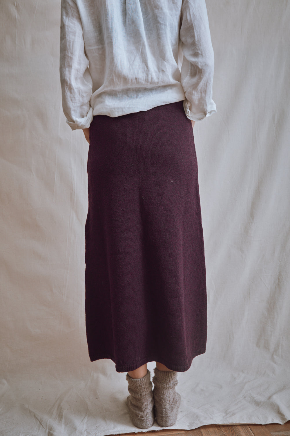 Item #369 - AUGUSTINE Flare Skirt in Merino Wool - Plum