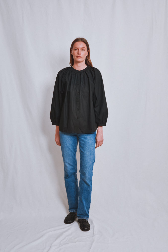 Item #643 - YVONNE Cotton Shirt - Black