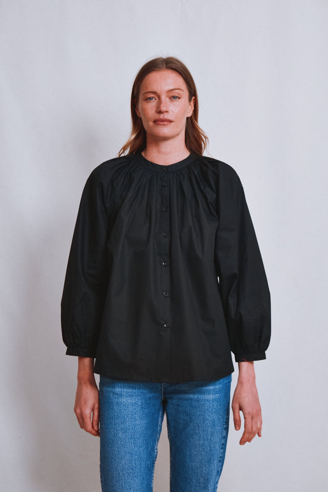 Item #645 - YVONNE Cotton Shirt - Black