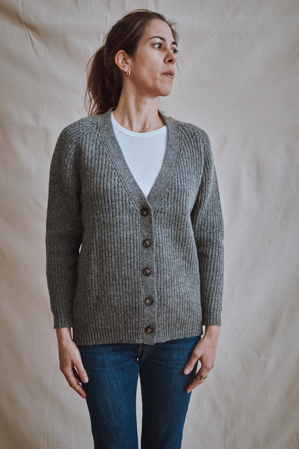 Item #376 - CLAUDE Merino Cardigan - Ash Grey