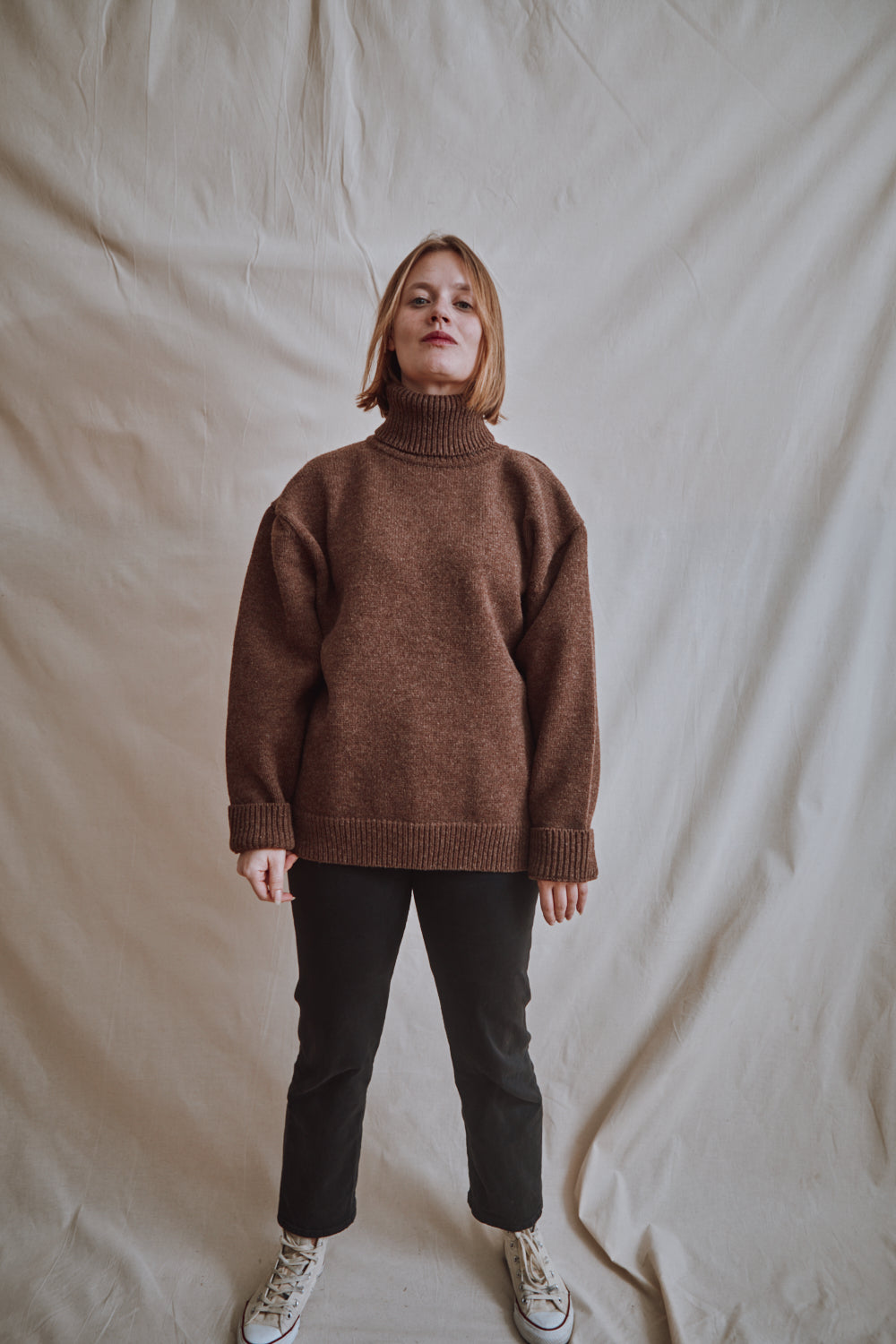 Item #381 - JACQUES Men Turtleneck Sweater in Merino Wool - Chocolate