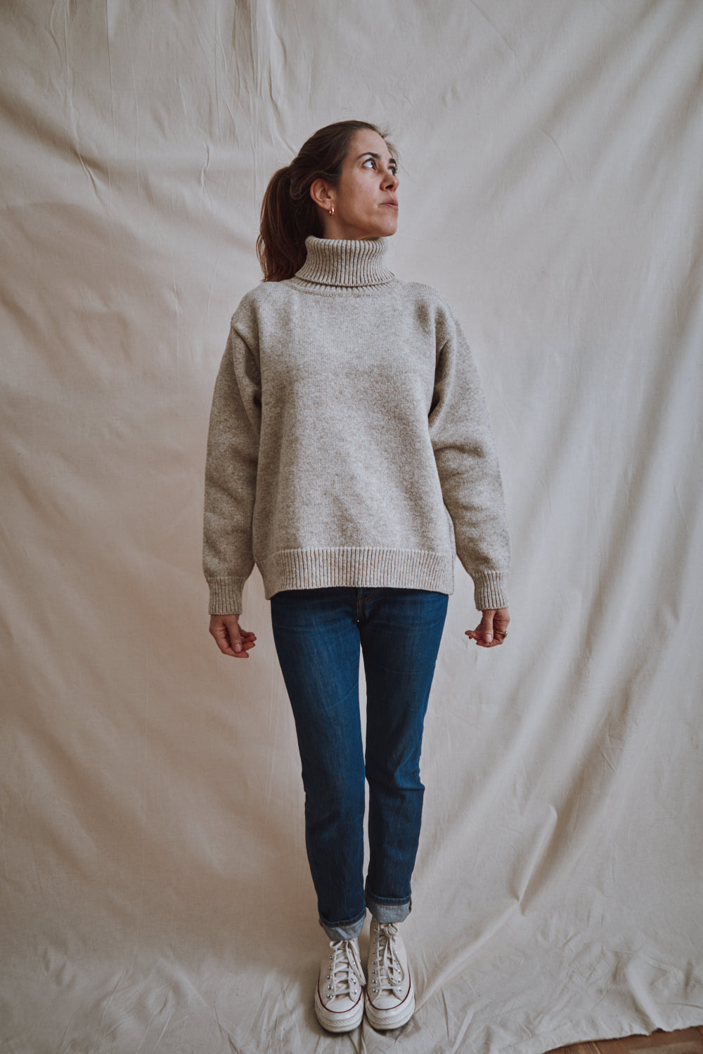Item #382 - JACQUES Men Turtleneck Sweater in Merino Wool - Beige