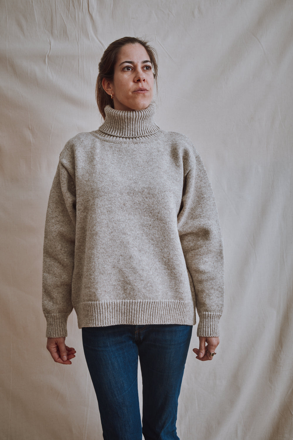 Item #382 - JACQUES Men Turtleneck Sweater in Merino Wool - Beige