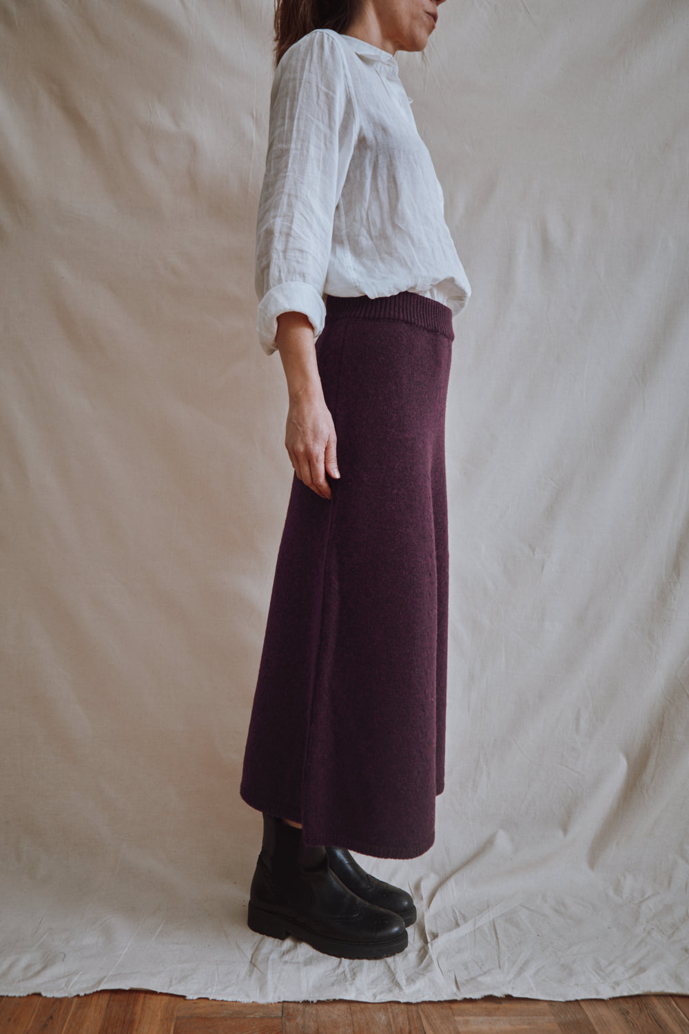 Item #388 - AUGUSTINE Flare Skirt in Merino Wool - Plum
