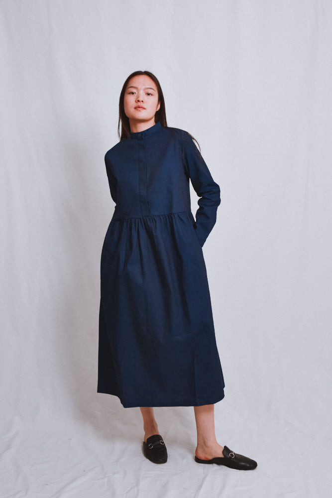 Item #747 - CATHERINE Cotton Dress - Indigo